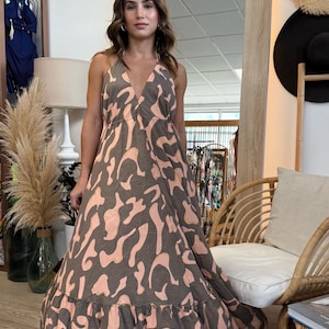 Maxi Silk Boho Dress Blackless Sexy Back / Ruffle Dress / Sexy Halter Dress / Low V Back