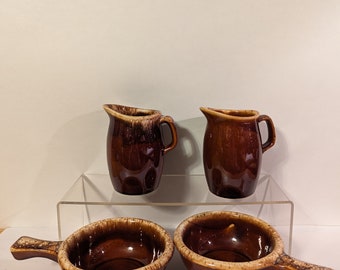 Vintage Hull Brown Slip Ware Serving Pieces