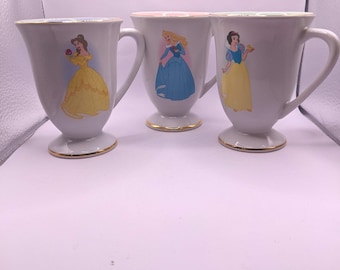 Vintage Disney Princess Pedestal Mugs