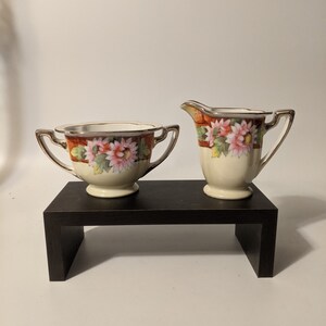 Vintage Noritake Creamer & Sugar Bowl - Floral Design with Gold Trim