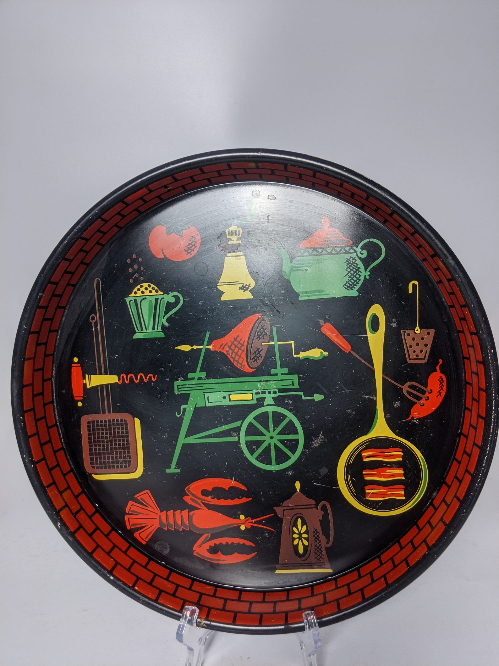 Vintage Tin Serving Tray with Cookout theme Etsy