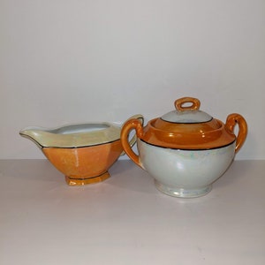 Lusterware Creamer and Sugar Bowl