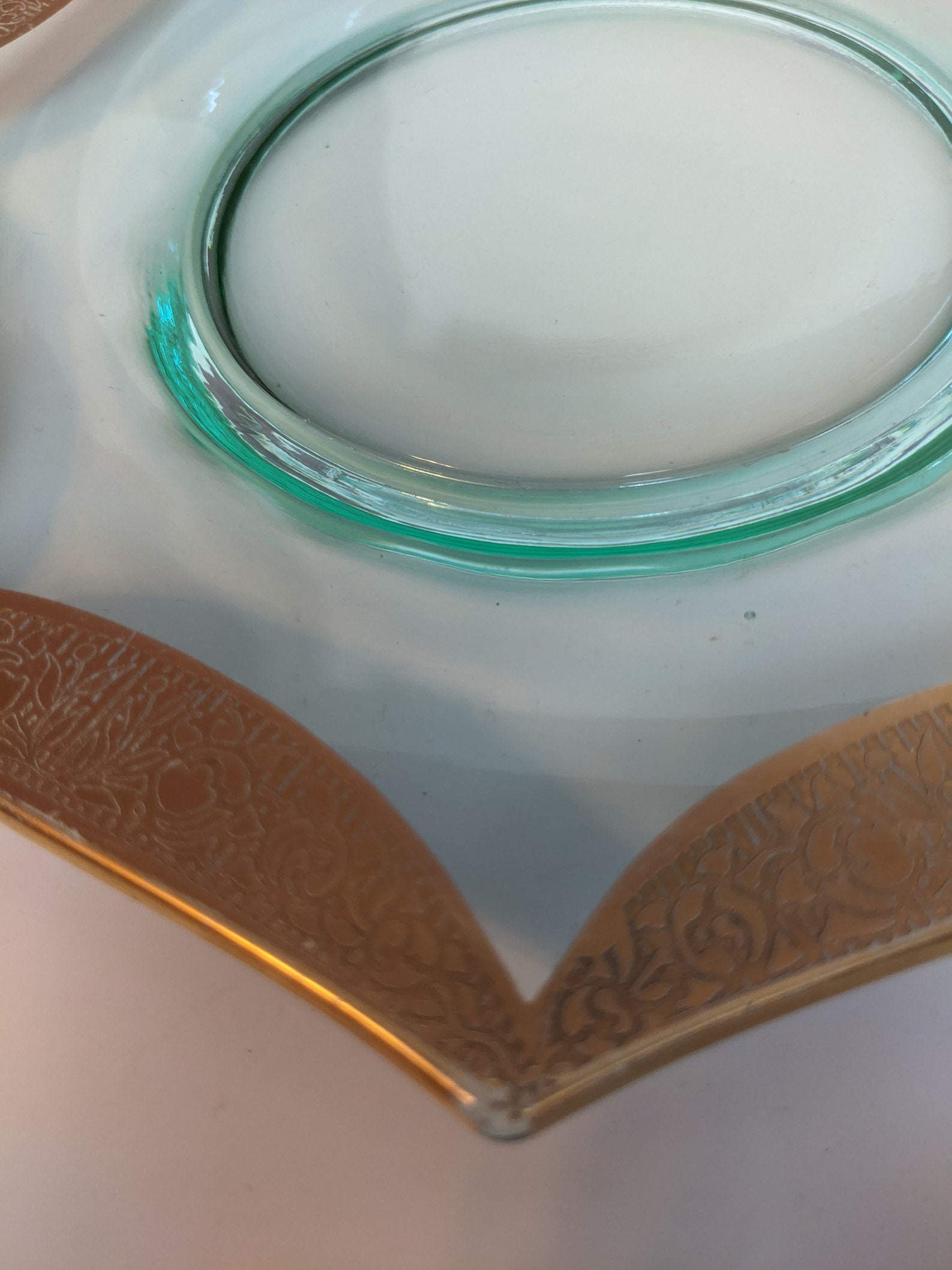 Vintage Octagonal Green Depression Glass Plate with Gold Trim Etsy