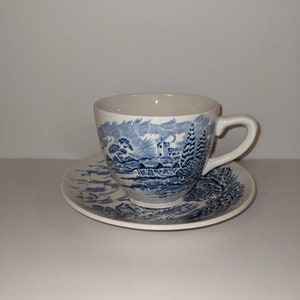 VINTAGE Enoch Wedgwood Tunstall LTD Countryside Coffee Tea Cup and Sauce