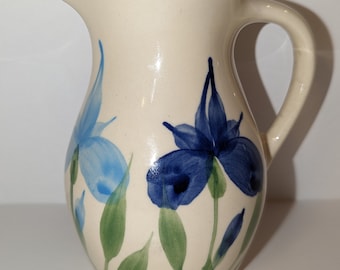 Emerson Creek Pottery Floral Pitcher with Iris Design
