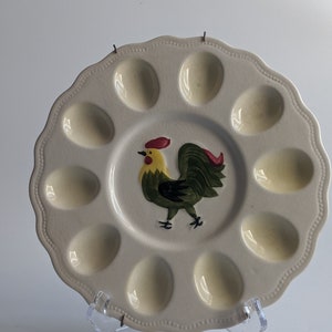 Vintage Egg Plate with Rooster Design