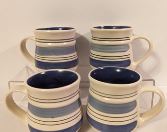 Pfaltzgraff Blue Striped "Rio" Mugs