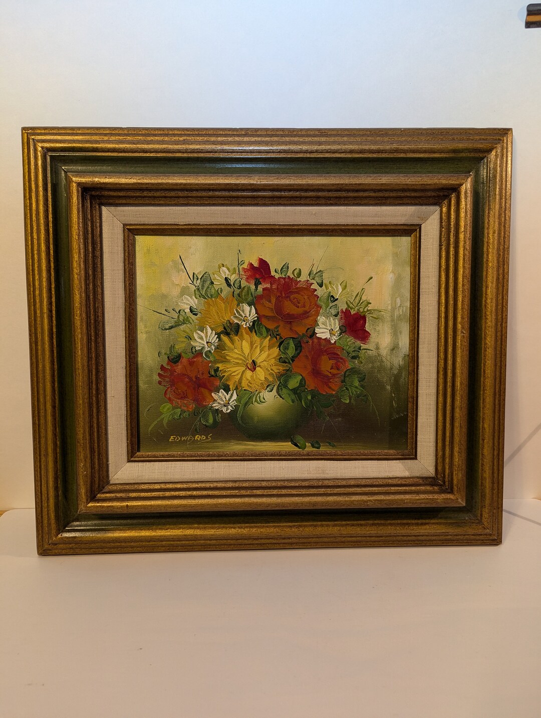 Vintage Original Floral Still Life Oil Painting Signed Edwards - Etsy