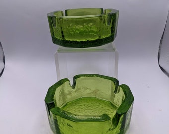 Blenko 4"  MCM Green Glass Ashtray