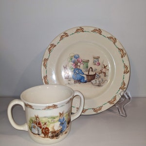 Royal Doulton &quot;Bunnykins&quot; 2 handle cup and plate