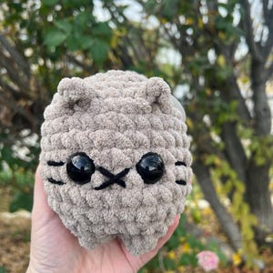 Crocheted Chonky Kitty - Handmade - 6.5&quot; - Lt. Brown - Amigurumi - Kitty - Cat - Plushie - Stuffed Animal - Handmade Gift - Holiday - Kitty