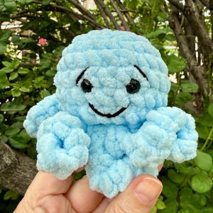 Handmade Lil' Octopus - Blue - Solid Black Eyes - 5" - Handmade - Amigurumi - Holiday Gift - Creation - Stuffed Plushie - Crochet Octopus