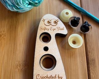 Crochet Hook Safety Eye Tool - Standard - Amigurumi Tool - Eye Inserting Tool - Safety Eye Gismo - Safety Eye Jig - Plushie Eye Tool - Wood