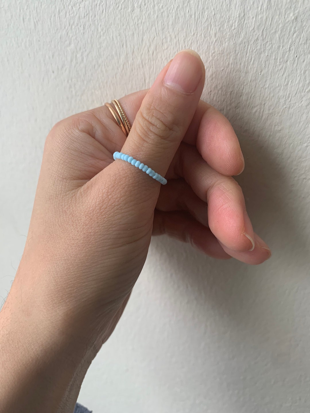 Blue Skies Dainty Beaded Ring - Etsy