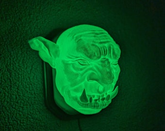 Cave Troll Head  wall trophy lamp to decorate your room: bedroom, playroom or office.