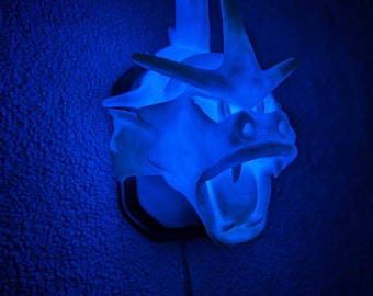 Pokemon's Gyarados inspired wall trophy lamp to decorate your room: bedroom, playroom or office.