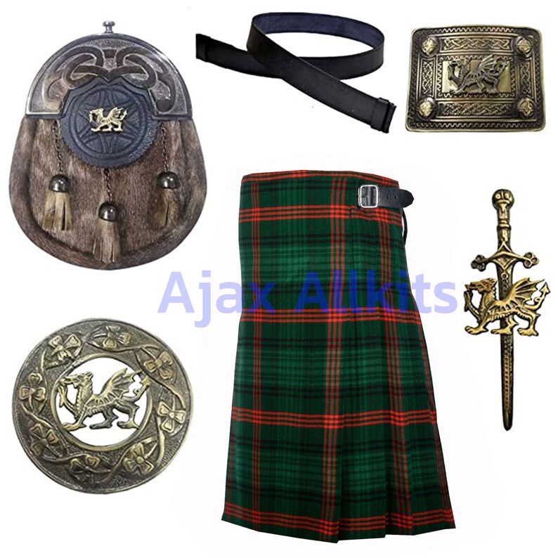 16oz Heavy Acrylic Wool Men/'s Traditional Scottish Highland 08 Yard Rose Hunting Tartan Kilt