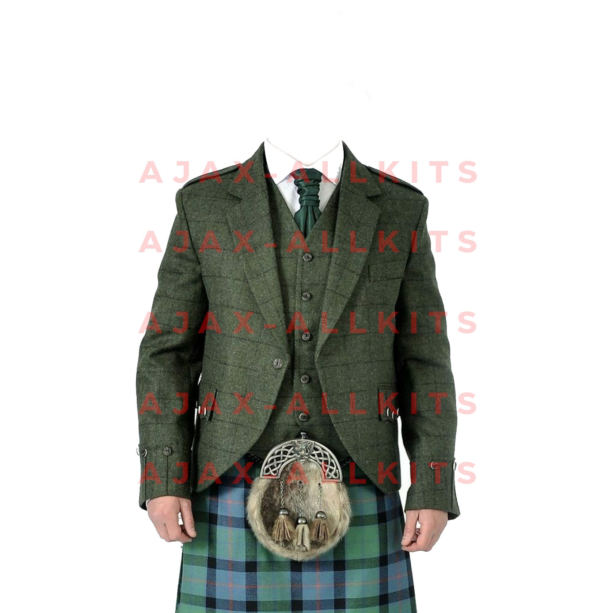 New Green Tweed Kilt Jacket & Vest Waistcoat 100 Wool Made to Etsy