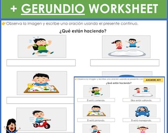 Spanish Presente Continuo: Estar + Gerundio Worksheet