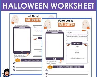 Spanish All about Halloween Worksheet | Spanish Halloween | Spanish Halloween Printables | Spanish Kids Activities | Spanish Learning