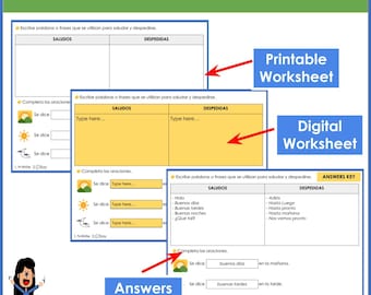 Google Slide Spanish Greetings And Goodbyes Worksheet