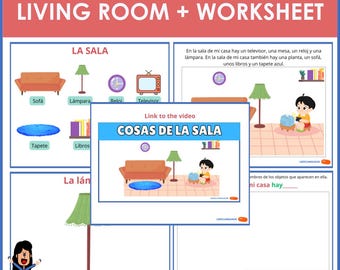 Spanish Video Things In The Living room Vocabulary + Worksheet