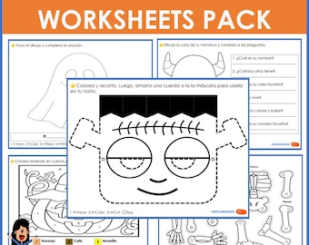 Spanish Halloween Worksheet Pack | Spanish Halloween Bundle | Spanish Halloween Printables | Spanish Kids Activities | Spanish Learning