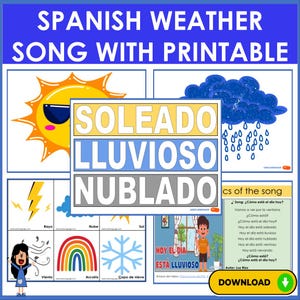 Canción del tiempo en español con imágenes, etiquetas y tarjetas imprimibles / Canciones en español / Etiquetas decorativas en español / Vocabulario en español