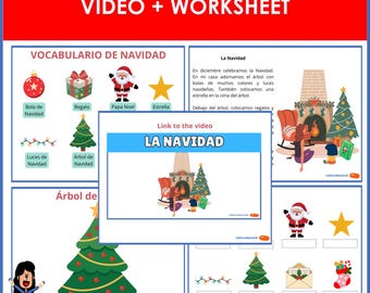 Spanish Christmas Vocabulary Video + Worksheet