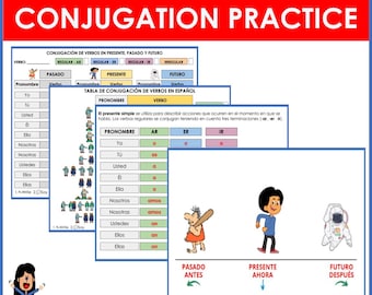 Spanish Verb Conjugation Practice Charts | Spanish verbs | Spanish verb practice | Spanish grammar