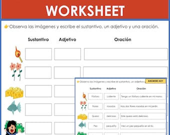 Spanish Adjectives Worksheet