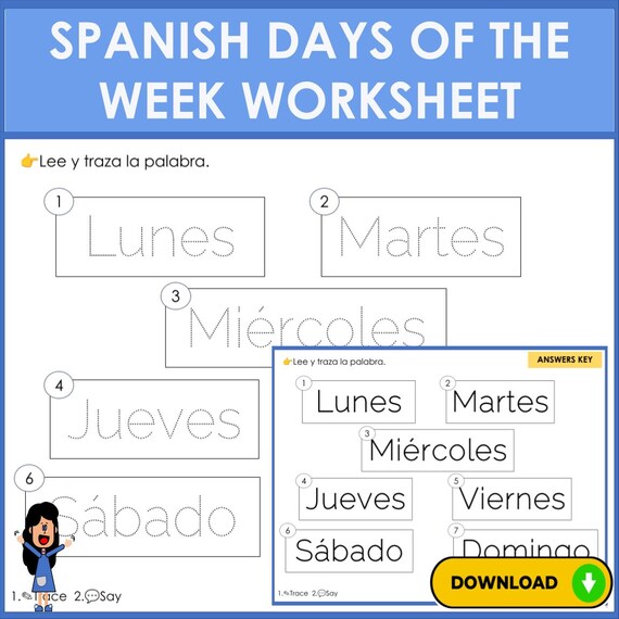 Days Of The Week In Spanish Worksheet Calaméo Days Of The Week In