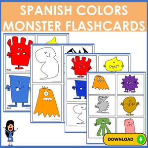 Spanish Color Monster Flashcards | Spanish Colors | Colors in Spanish | Spanish Vocabulary | Learning Spanish