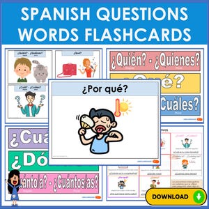 Spanish Questions Words Flashcards and Posters