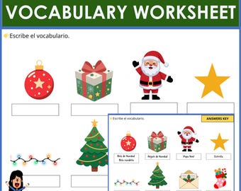Spanish Christmas Vocabulary Worksheet