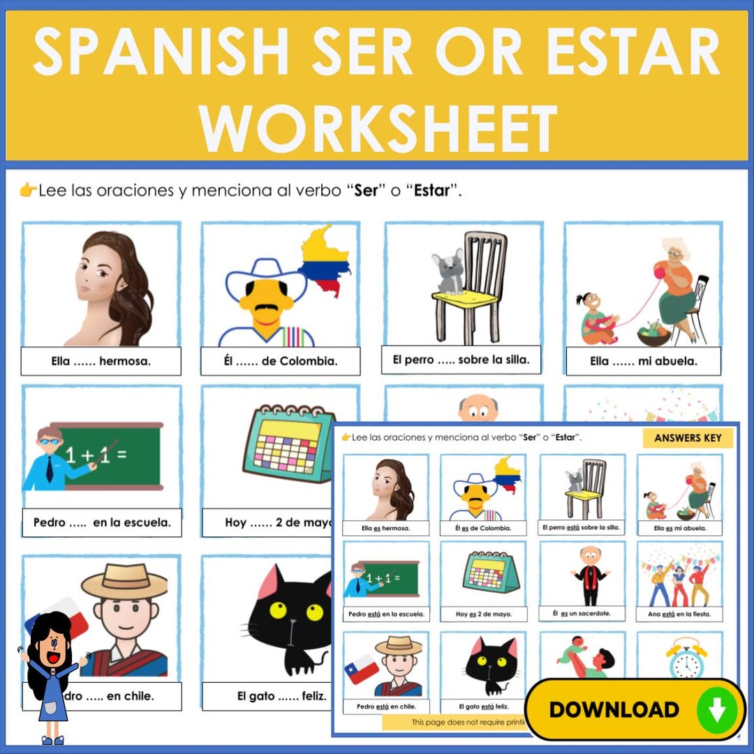 Spanish Ser and Estar Worksheet - Etsy