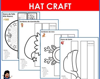 Spanish Coloring Christmas Hat Craft