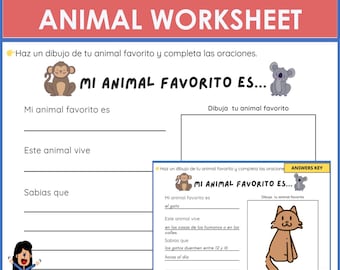 Spanish Favorite Animal Worksheet