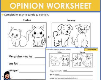 Spanish Writing An Opinion Worksheet