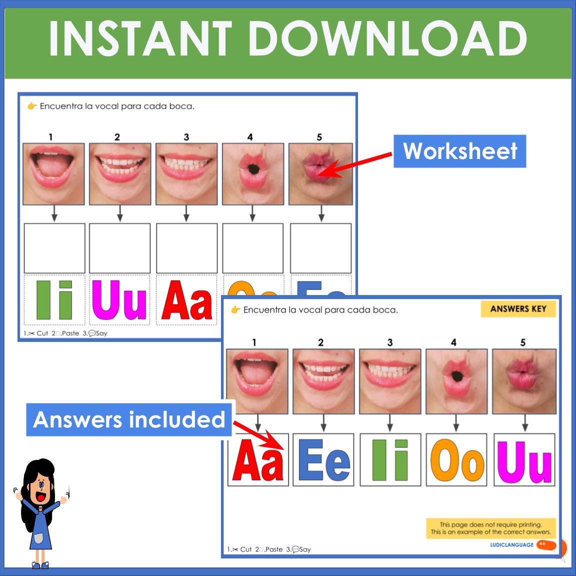 Spanish Vowels Worksheet - Cut and Paste - Etsy
