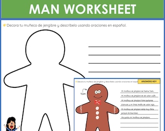Spanish Gingerbread Man Worksheet