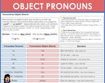 Spanish Object Pronouns Chart