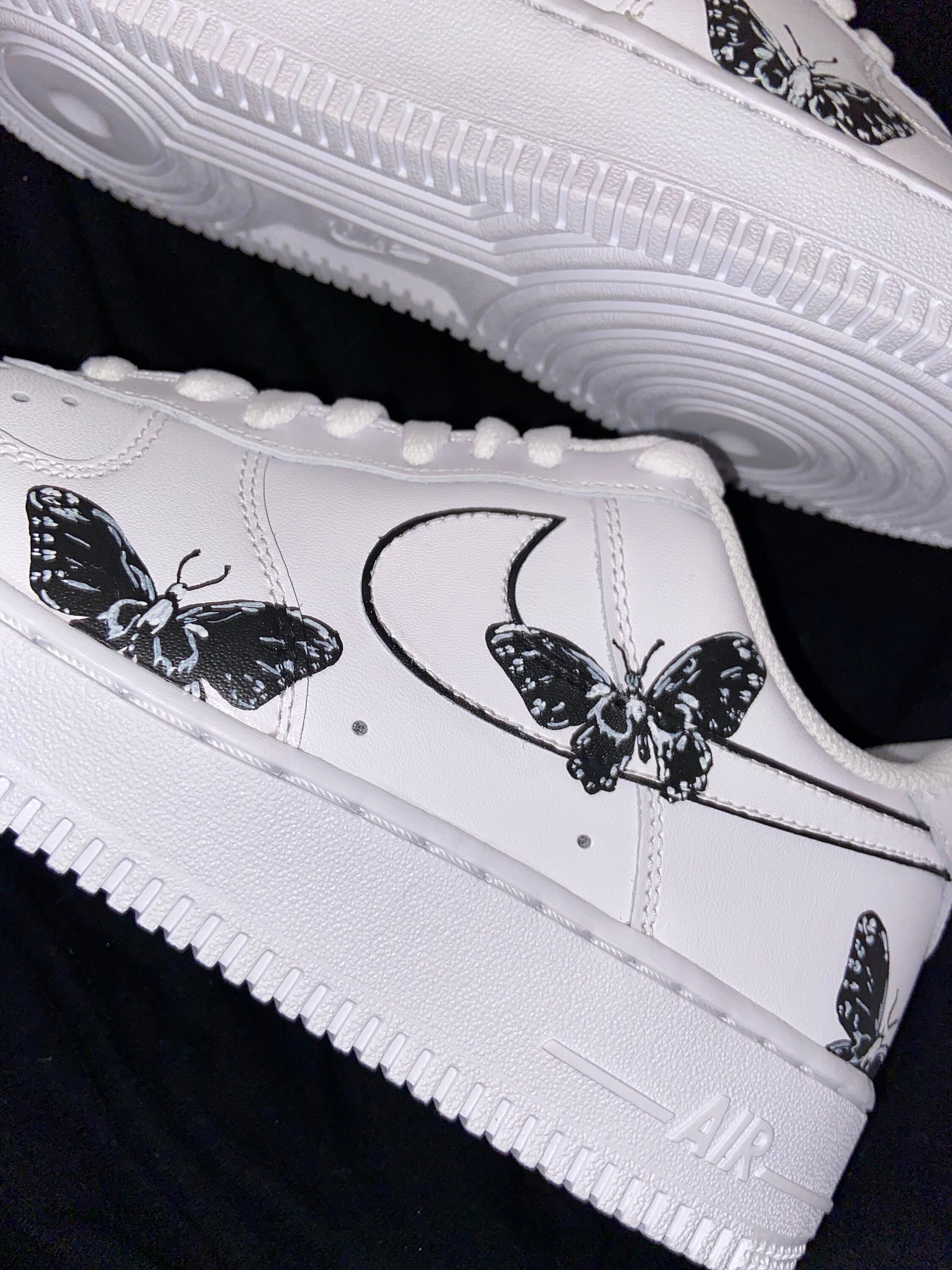 black air forces with butterflies
