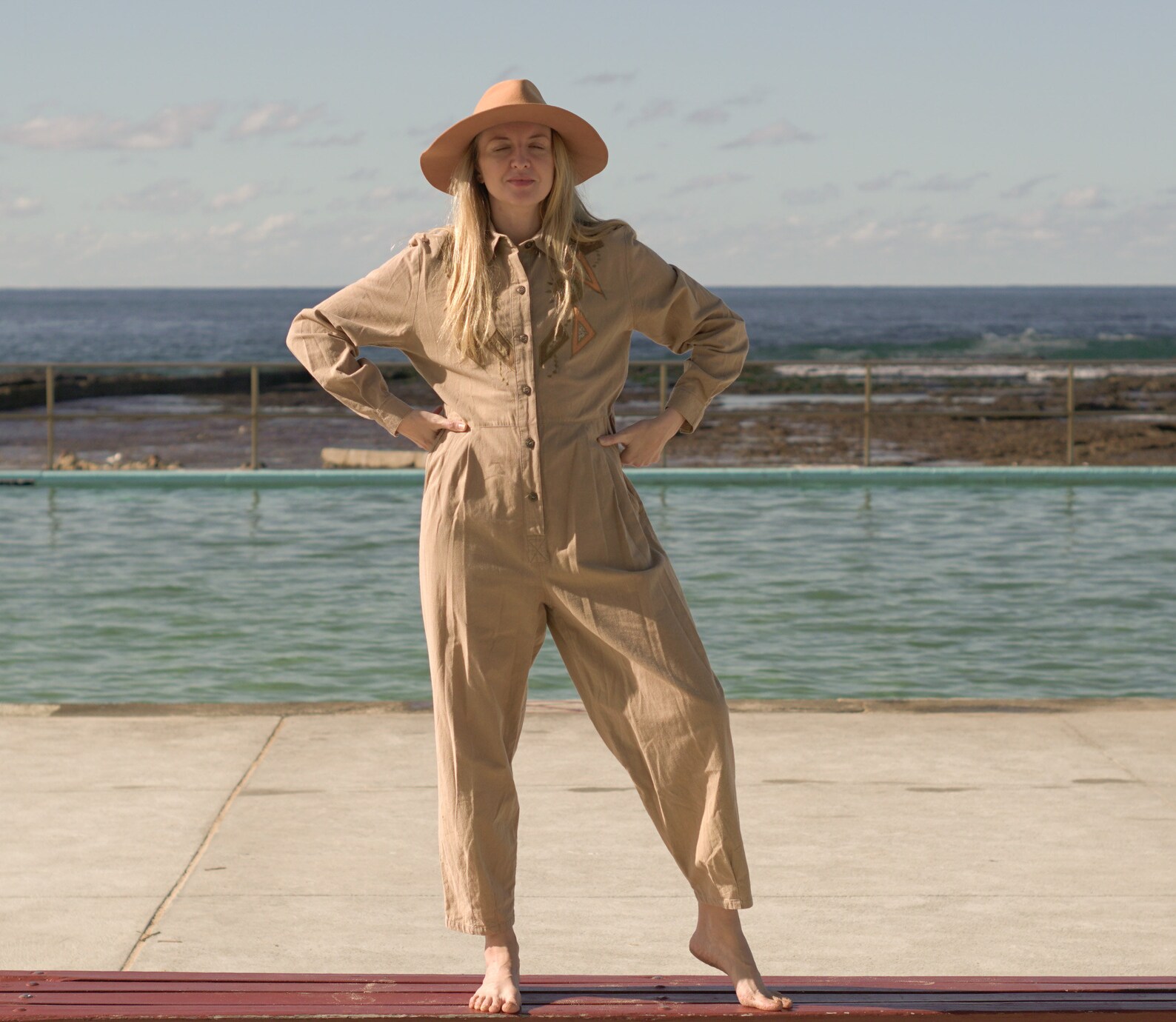 Vintage 80s Beige Brushed Cotton Utility Jumpsuit with Etsy