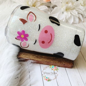 Cow tumbler/glittered cow cup/glitter tumbler/glitter kids tumbler