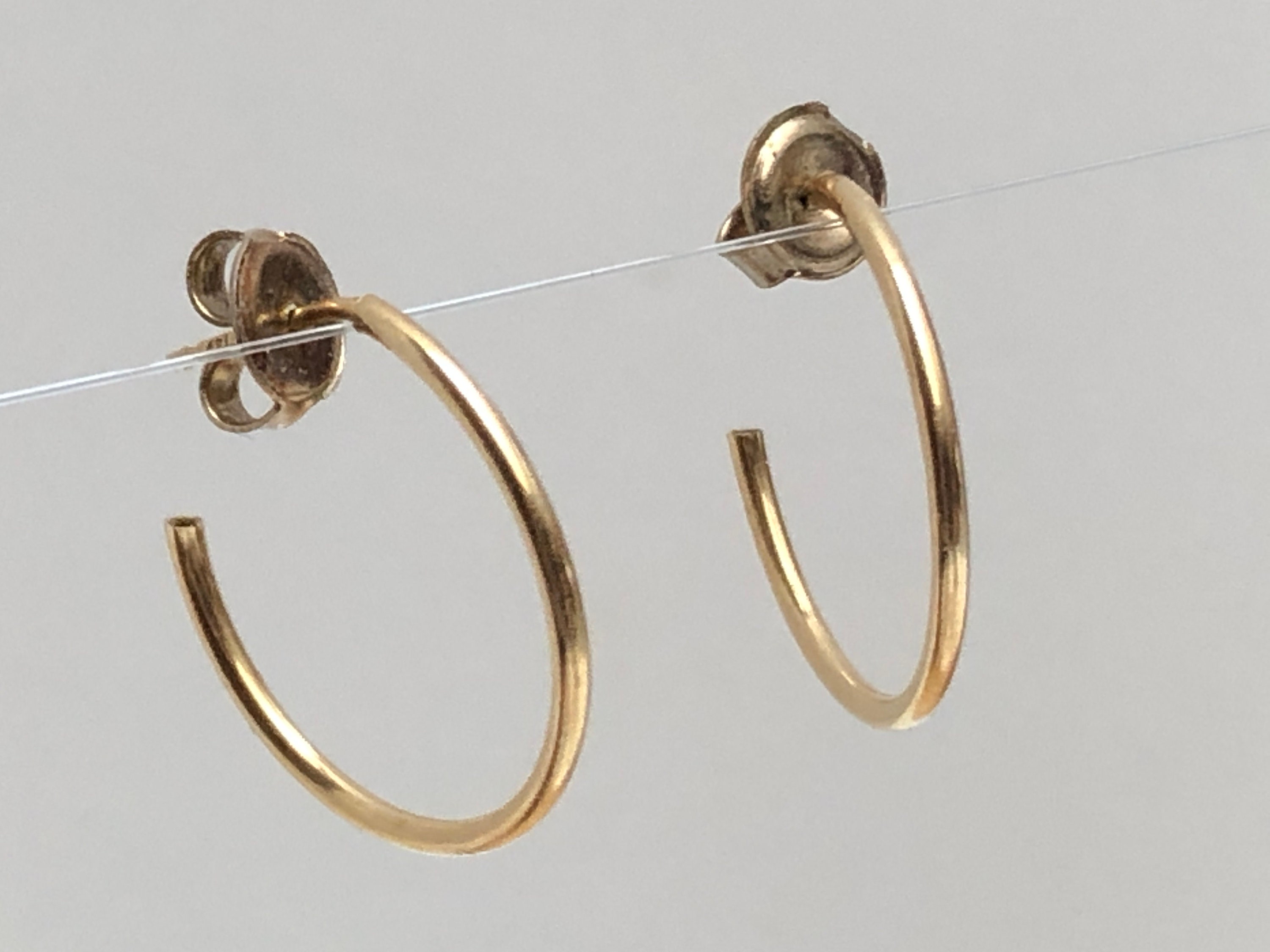 14K Gold Hollow Hoop Earrings 3/4 inch Diameter 1 mm wide Etsy