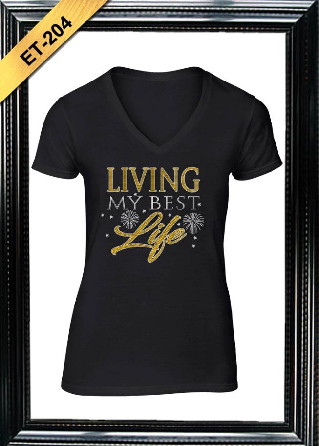 Living My Best Life Rhinestone Tshirt Etsy