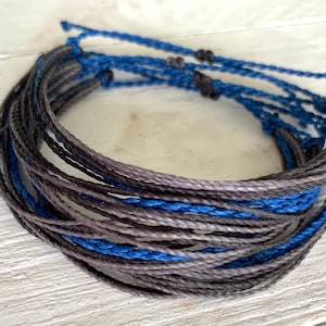 Back the Blue wax cord stackable pura vida style support police bracelet thin blue line