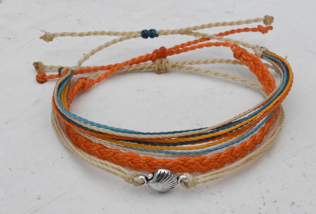 Tropical Clam Shell Stackable String Bracelet Set Waxed Cord - Etsy