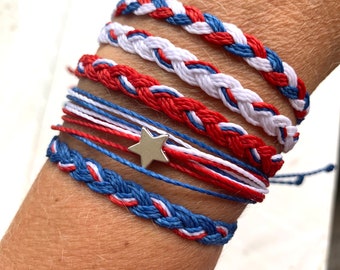 Americana red white and blue patriotic bracelets